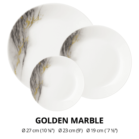 Set 18 Piese Veselă din Sticlă Opal Golden Marble [4]