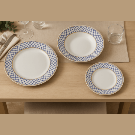 Set 18 Piese Veselă din Sticlă Opal Selina Blue [1]