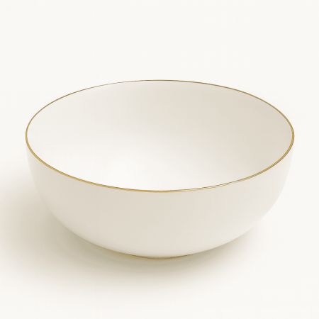 Set 6 Boluri Opal Alb 16 cm cu Margini Aurii  Eleganță Modernă [2]