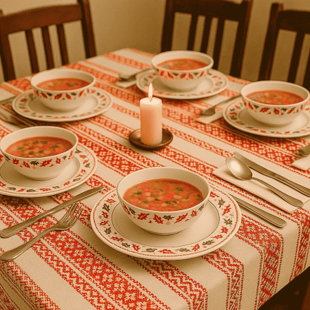 Set 6 Boluri Opal cu Decor Frunzulițe Roșii și Verzi 16.5 cm [1]