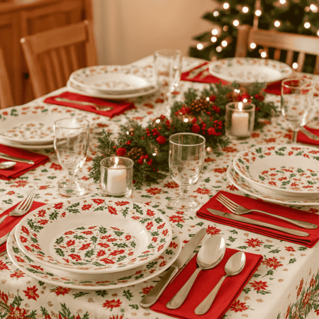 Set 6 Farfurii Adânci Opal cu Decor Frunzulițe Roșii și Verzi 23 cm [1]