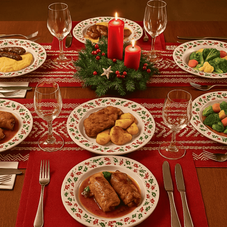 Set 6 Farfurii Adânci Opal cu Decor Frunzulițe Roșii și Verzi 23 cm [2]