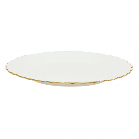 Set 6 Farfurii Desert Opal Alb 19.5 cm cu Margini Aurii și Design în Valuri [2]