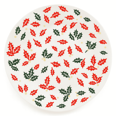 Set 6 Farfurii Desert Opal cu Decor Frunzulițe Roșii și Verzi 19.5 cm [2]