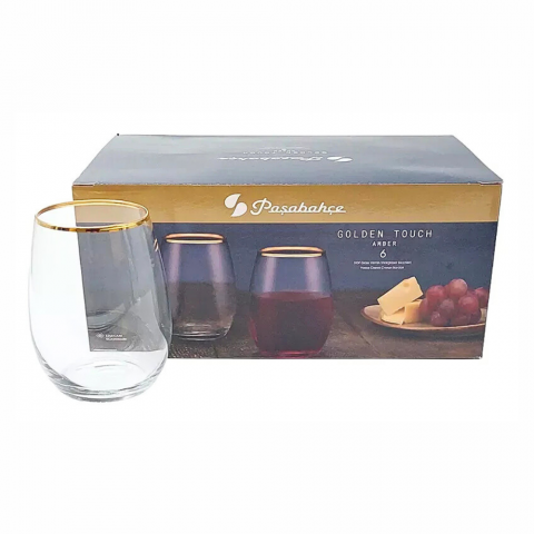 Set Cesti & Pahare - Set 6 Pahare Amber Golden Touch 570 ml  Eleganță și Stil pentru Servirea Băuturilor