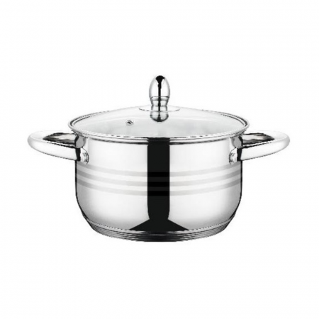 Set 6 piese – 3 oale din inox cu capace din sticlă termorezistentă, Grunberg [2]