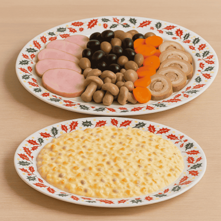 Set 6 Platouri Opal cu Decor Frunzulițe Roșii și Verzi 32.5 cm [1]