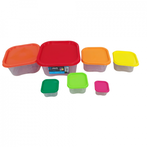 Set 7 Cutii pentru Alimente Curcubeu, din Plastic cu Capac – Depozitare Practică și Colorată [2]