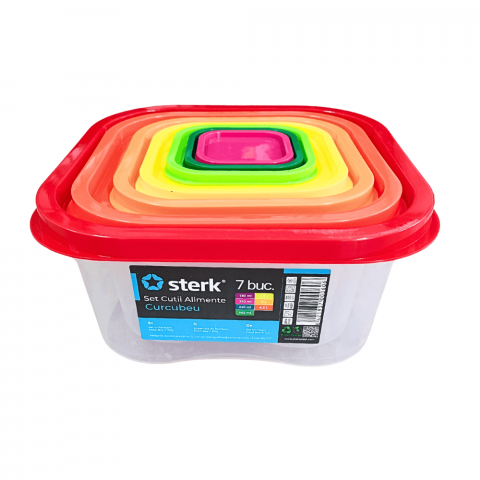 Set 7 Cutii pentru Alimente Curcubeu, din Plastic cu Capac – Depozitare Practică și Colorată [1]
