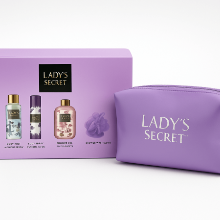Set Cadou Lady’s Secret – Body Mist, Body Spray, Gel de Duș și Burete Mov în Gentuță Elegantă [1]