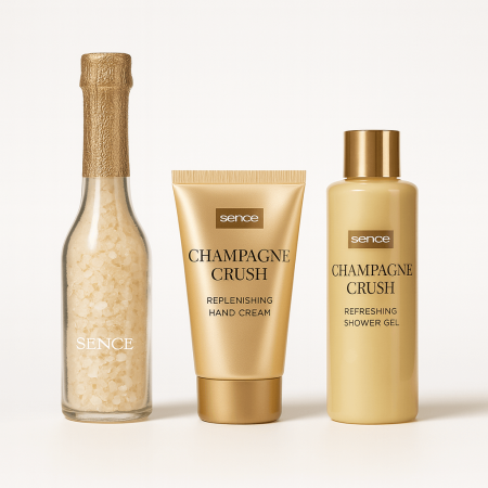 Set Cadou Sence Champagne Crush Cristale de Baie Cremă de Mâini, Gel de Dus [1]