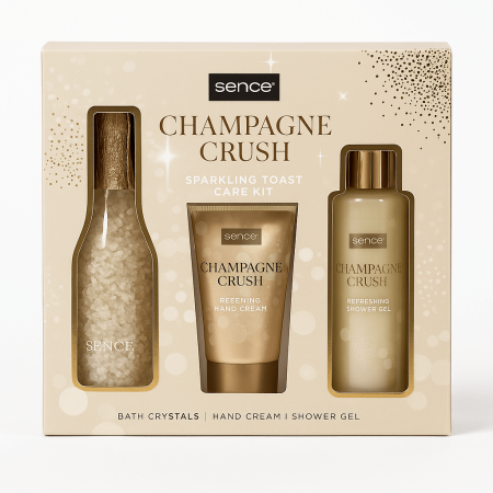 Set Cadou Sence Champagne Crush Cristale de Baie Cremă de Mâini, Gel de Dus [0]