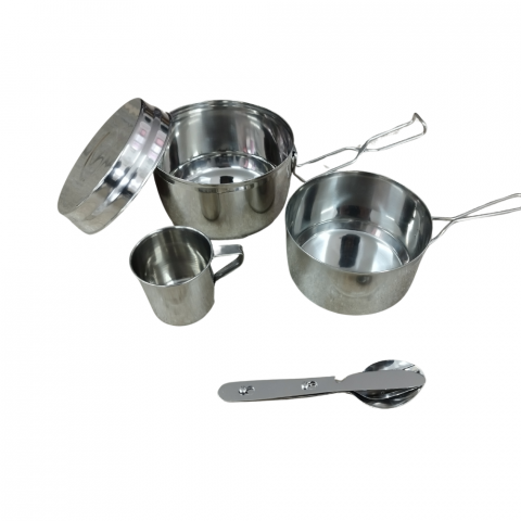 Ustensile Bucatarie - Set Camping 2 Oale + Cană + Farfurie + Tacâmuri – Echipament Compact și Practic pentru Drumeții