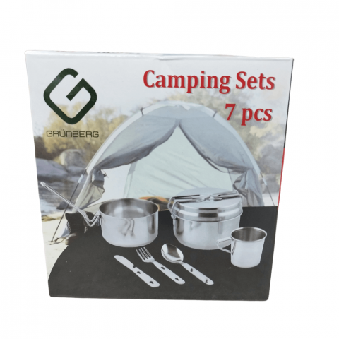 Set Camping 2 Oale + Cană + Farfurie + Tacâmuri – Echipament Compact și Practic pentru Drumeții [3]