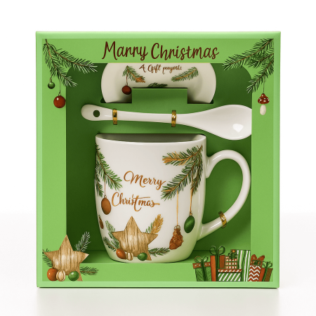 Set Cană Linguriță și Farfurie cu Design Crăciun [2]