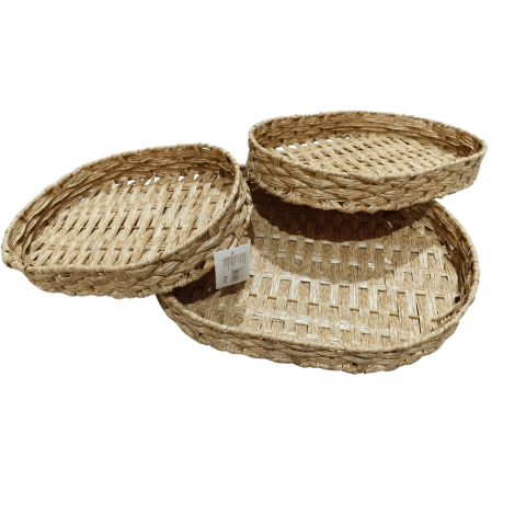 Ustensile Bucatarie - Set de 3 Coșuri Împletite Ovale – Stil Natural și Funcționalitate