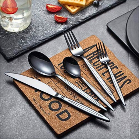 Cutite & Seturi - Set Tacâmuri din Inox 30 Piese Grunberg  Negru Platinum