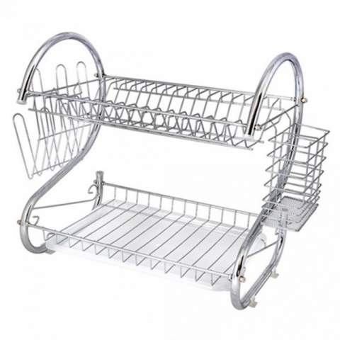 Bucatarie si Servire - Suport vase cromat cu tava din plastic si suport tacamuri 40.50x25x37.50 cm