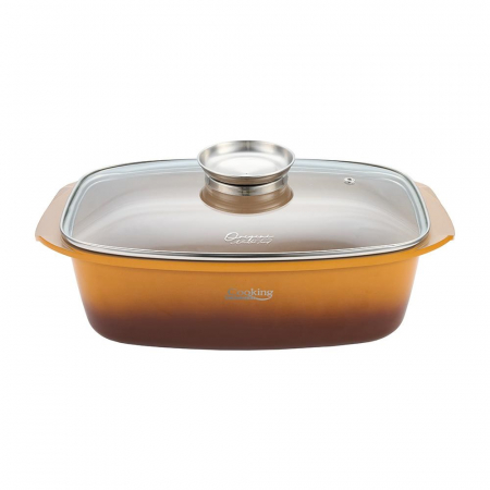 Tava Roaster Aluminiu Turnat 5.3L cu Capac 39x22.5 cm Interior Ceramica [1]