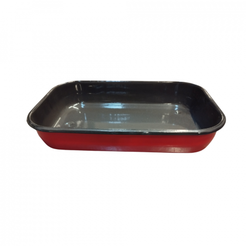 Vase & Tavi - Tava Roșie pentru Friptura Emailată 36 x 25 cm