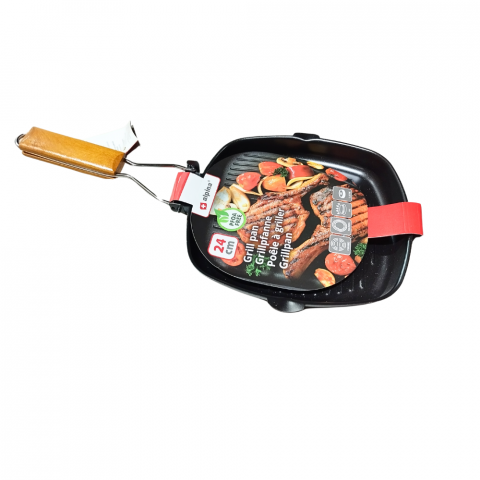 Tigai - Tigaie Grătar cu Mâner Pliabil 24 cm Alpina Compatibilă Ceramic Gaz Electric și Halogen