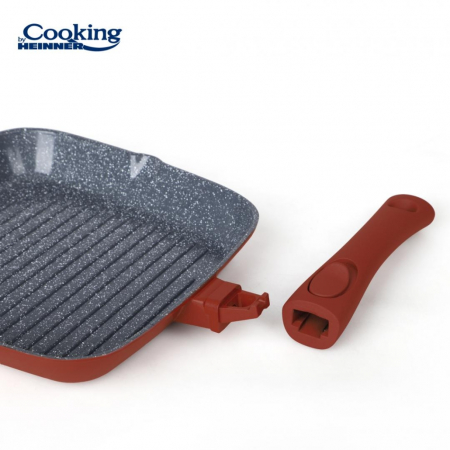 Tigaie Grill Heinner  cu Capac 28 cm din Aluminiu Turnat Inductie [3]