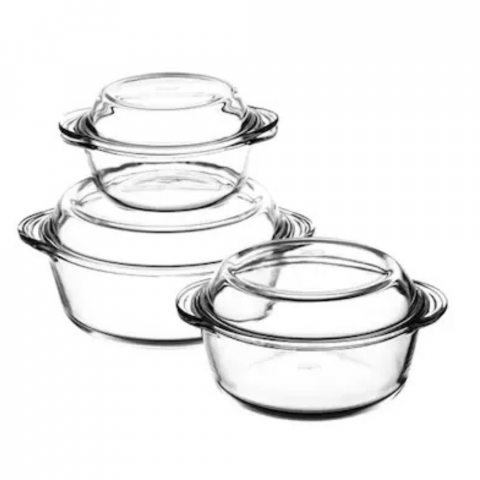 Vas Yena cu Capac, Set de 3 Bucăți, Formă Rotundă [1]