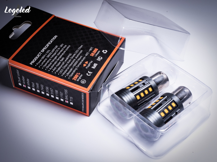 2 Becuri Led P21W  Portocaliu PREMIUM [2]