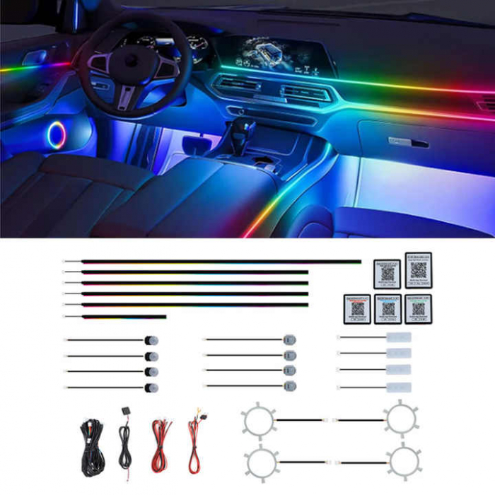 Kit retrofit lumini ambientale led RGB 64 culori pe suport acrilic cu conexiune wireless [3]