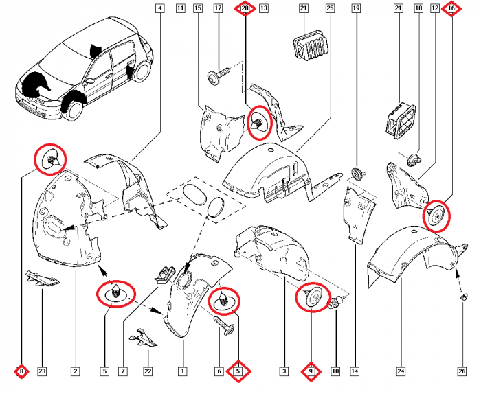 Set 10 bucati bumbi fixare carenaj Dacia Renault 7703077215 7703077435 [4]