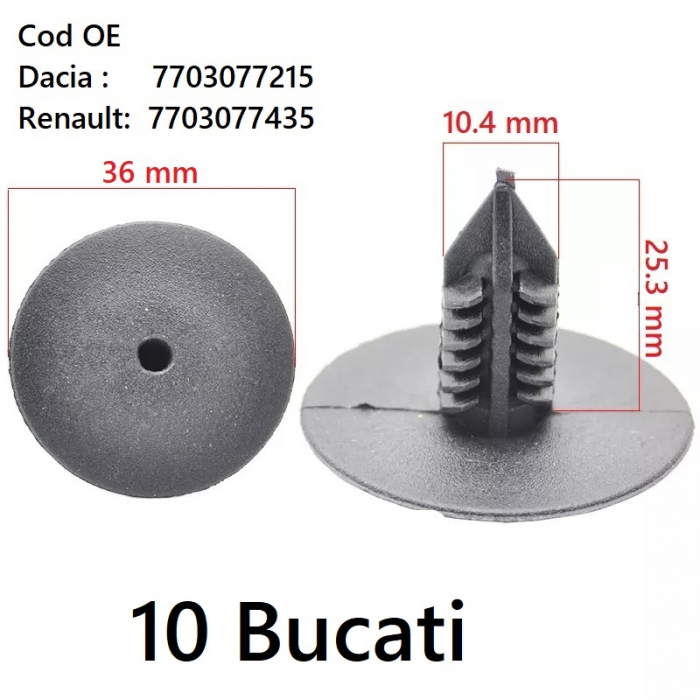 Set 10 bucati bumbi fixare carenaj Dacia Renault 7703077215 7703077435 [3]