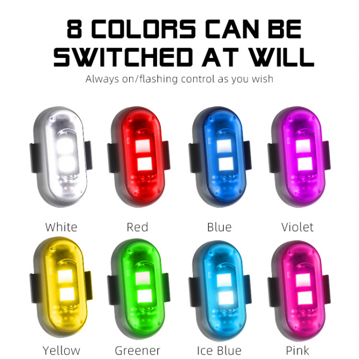 Set 6 lampi LED RGB stroboscopice cu telecomanda, 10 moduri, 8 culori, baterie litiu 110mAh reincarcabila USB-C IP65 [11]