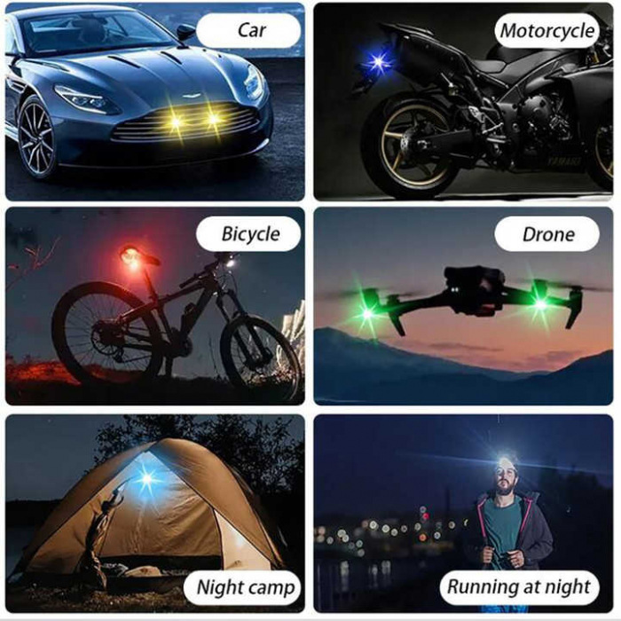 Set 6 lampi LED RGB stroboscopice cu telecomanda, 10 moduri, 8 culori, baterie litiu 110mAh reincarcabila USB-C IP65 [8]