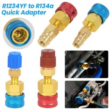 Kit Adaptateurs Pour Climatisation Auto - R12 Vers R134a - Rouge (3/8") Et Bleu (7/16") - Prasku