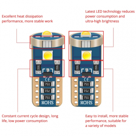 Bec led W5W Alb [3]