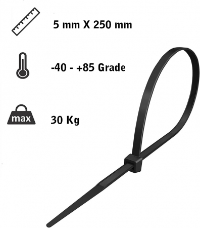 Coliere rapide Negre din plastic 5X250mm [10]