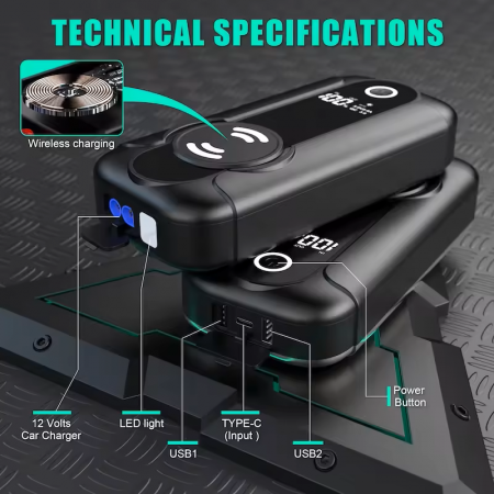 Jump starter portabil multifunctional pentru pornirea bateriei auto 24000mAh, 4000A [5]