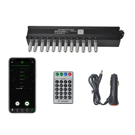 Lumini Ambientala RBG Wireless - Kit stele cazatoare / meteorit Fibra Optica 12 canale, 200 fire X 0.5 mm X 4 Metri
