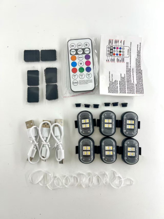 Becuri led Marsarier - Set 6 lampi LED RGB stroboscopice cu telecomanda, 10 moduri, 8 culori, baterie litiu 200mAh reincarcabila USB-C IP65