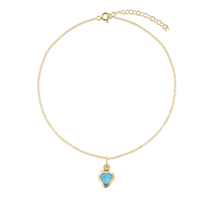 Bratara de picior din argint placat cu aur, cristal Aquamarine Blue [2]