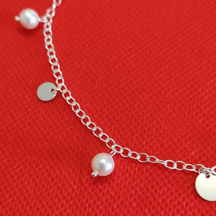 Bratara de picior din argint, banuti si perle mother of pearl [3]