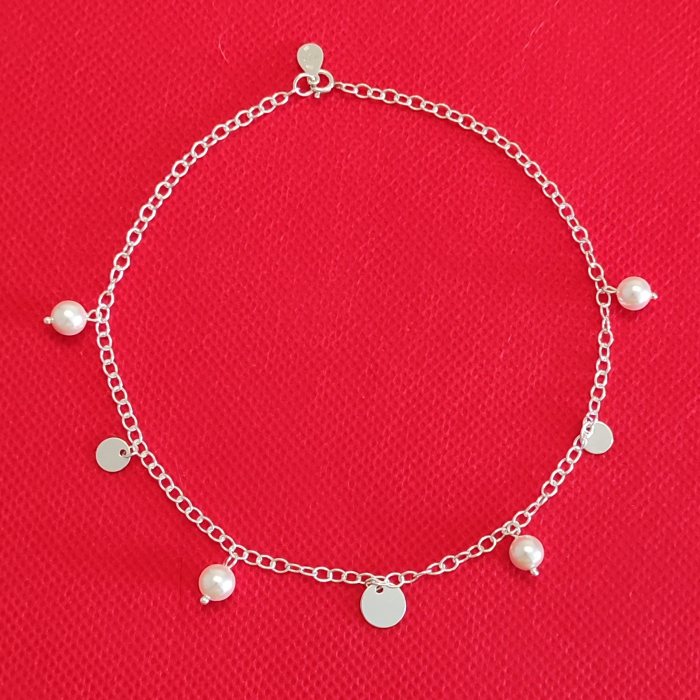 Bratara de picior din argint, banuti si perle mother of pearl [2]