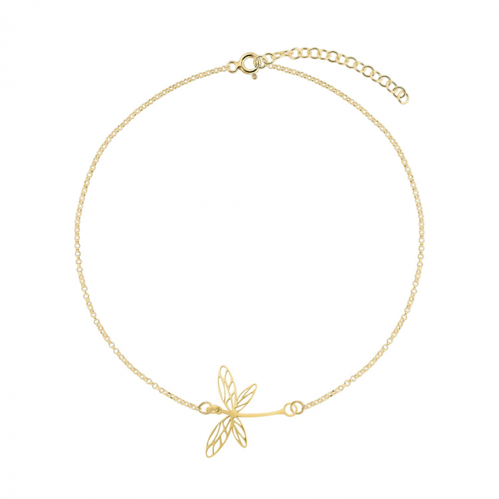 Bratara de picior din argint placat cu aur, Dragonfly [2]