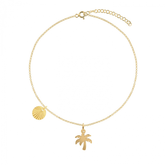 Bratara de picior din argint placat cu aur, Palm Tree and Sun [2]