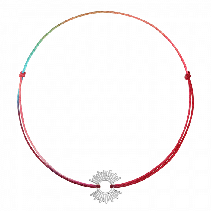 Bratara pentru picior din snur multicolor, conector soare din argint [1]
