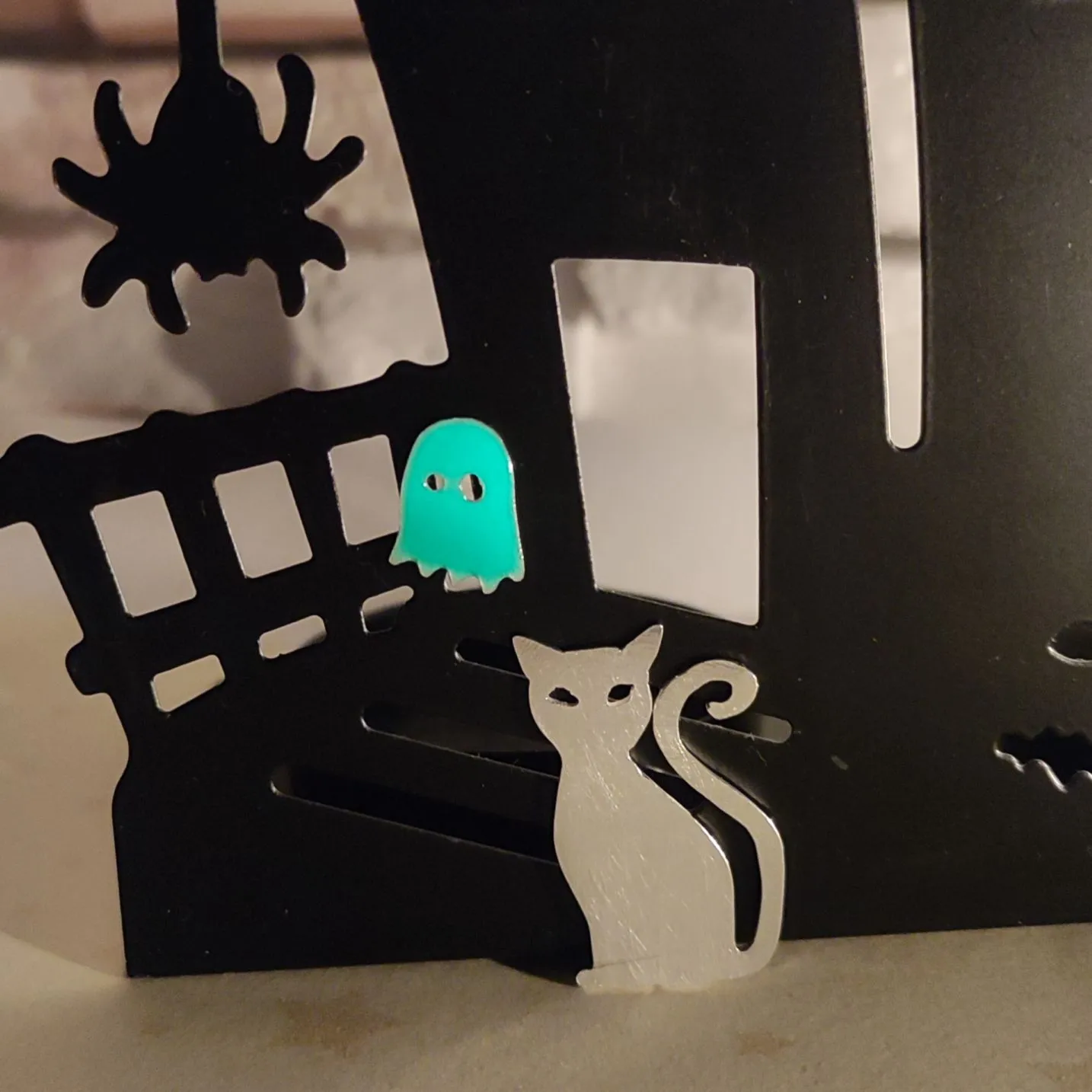 Brosa pin unicat din argint in forma de pisica, Halloween [2]