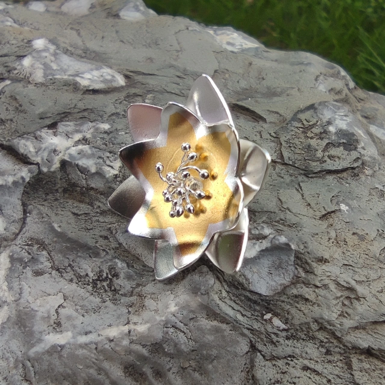 Brosa floare din argint, keum boo [2]