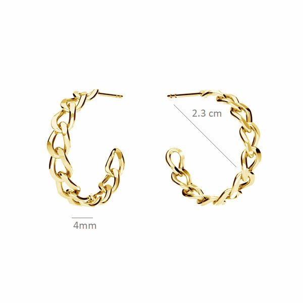 Cercei Chain Hoops din argint 925 placati cu aur de 18K, cu tije, diametru 2.3 cm [2]