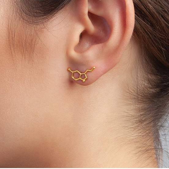 Cercei din argint 925 placat cu aur de 18K, cu tija, serotonina, cutie bijuterii [2]