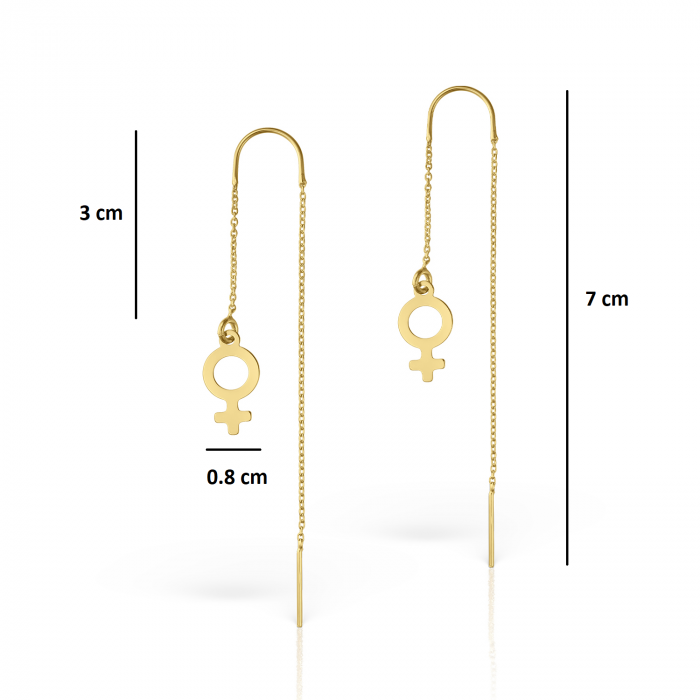 Cercei lant cu charm simbol Venus, argint 925 placat cu aur de 18K [2]